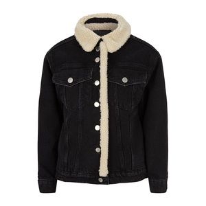 Maje trucker sherpa denim jacket